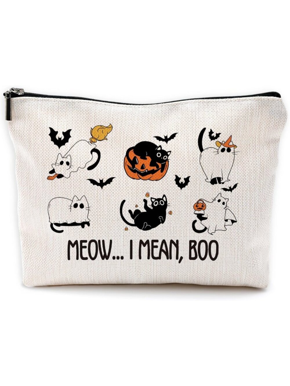 🎃Black Cat Spooky Halloween Ghost Fall Makeup Pouch Travel Toiletry Bag